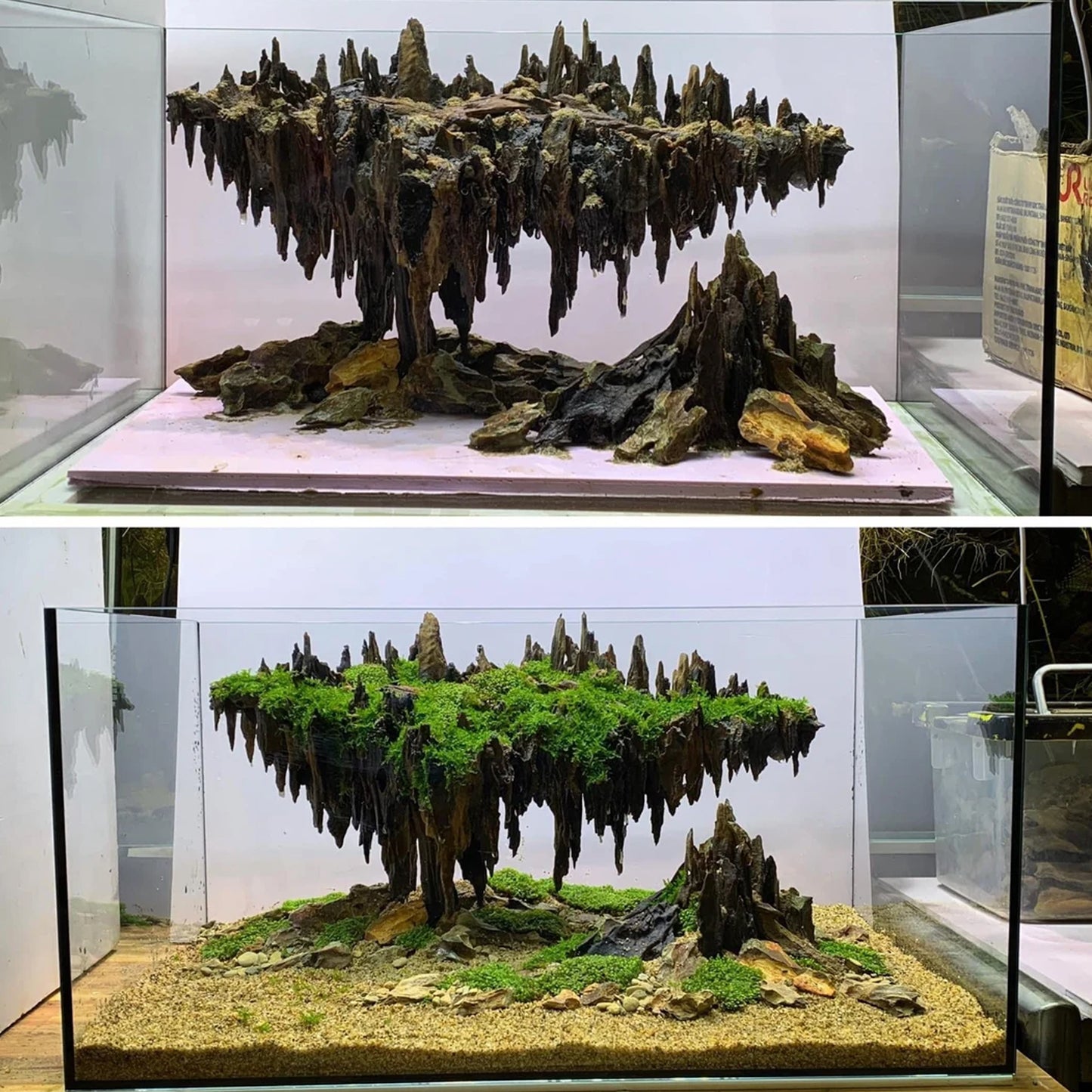 Aquascape Aquarium, Fish tank decorations, Aquascape unique with flying island